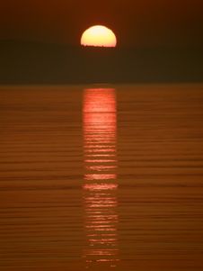 Sunset And Ripples On Sea Royalty Free Stock Photo