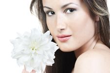 Woman With White Flower Stock Photos