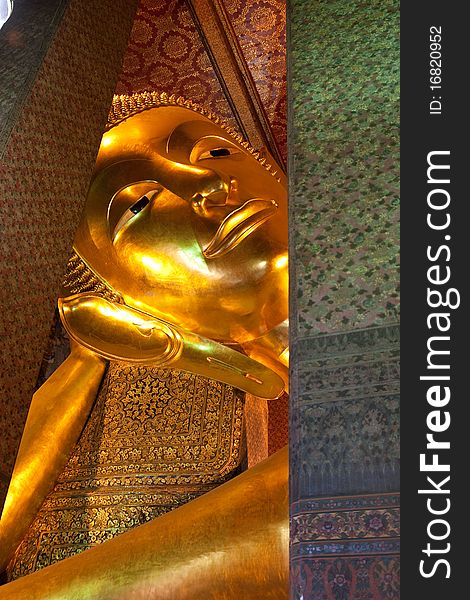 Recline Buddha in Pho temple ,Bangkok,Thailand