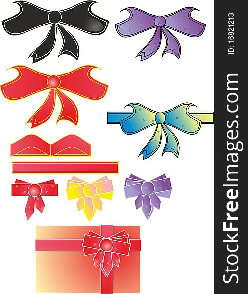 Bows and ribbon decoration gifts for the holidays. Bows and ribbon decoration gifts for the holidays