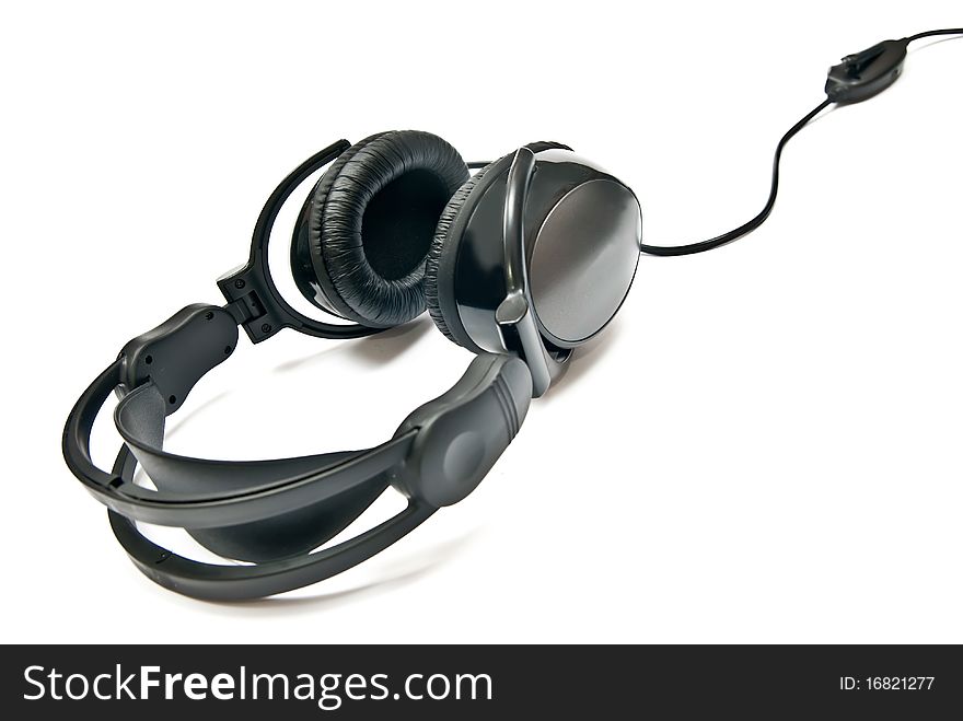 Black headphones isolated on white background