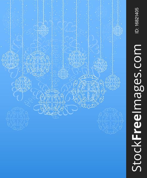 Falling snowflakes on the background with decorative ornament. Falling snowflakes on the background with decorative ornament