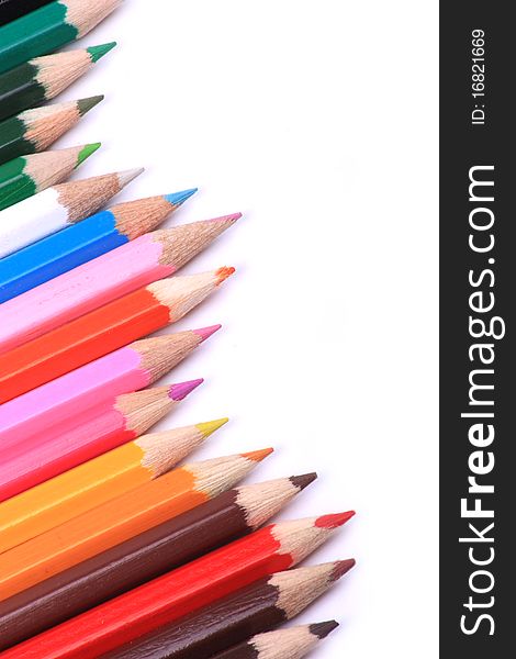 Line of coloured pencils