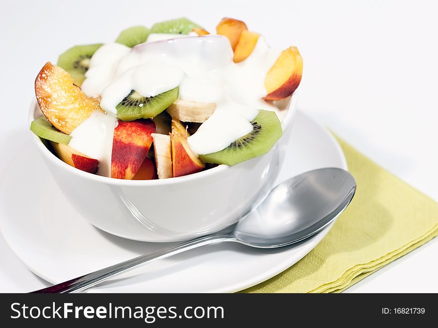 Bowl of fresh fruit and yogurt V1