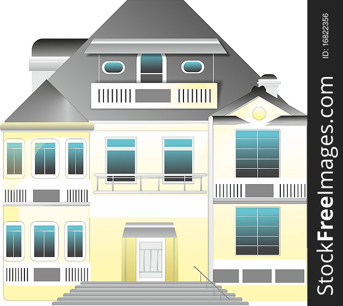 Layout illustration of a light three-storey cottage. Layout illustration of a light three-storey cottage