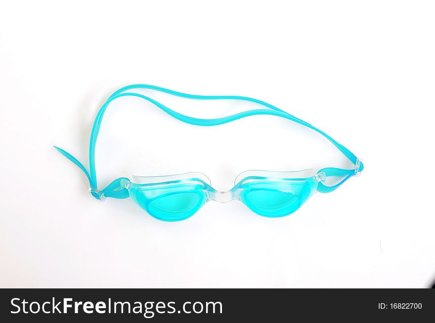 Blue swimming glasses isolated on a white background