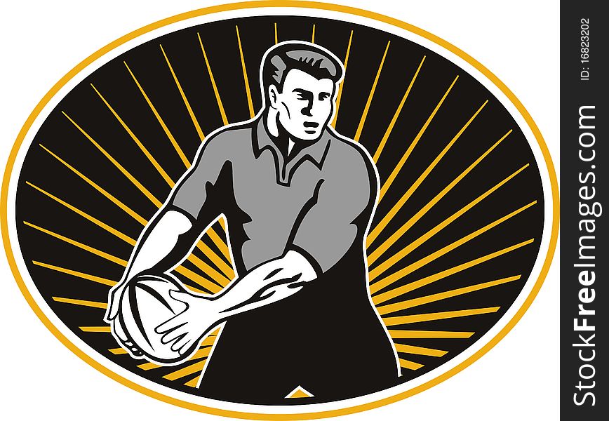 Rugby player passing ball