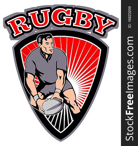 Rugby player passing ball