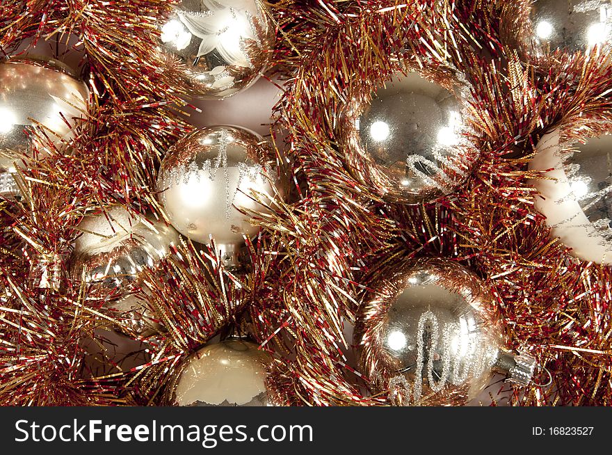 Christmas decoration with silver balls. Christmas decoration with silver balls