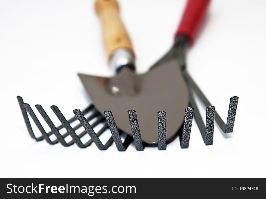 Gardening tools isolated in white