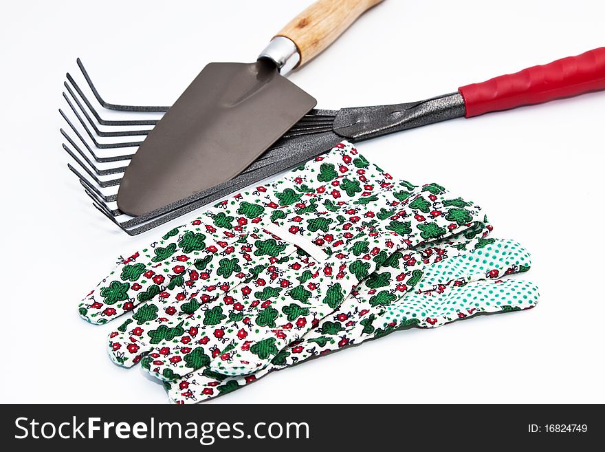 Gardening tools isolated in white