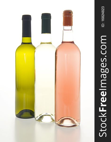 Three wines,on white background. Three wines,on white background.