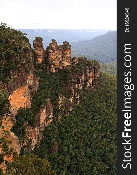 The Three Sisters rock formation in the Blue Mountains, New South Wales, Australia