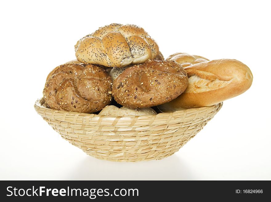 Bread in scuttle on white background. Bread in scuttle on white background.