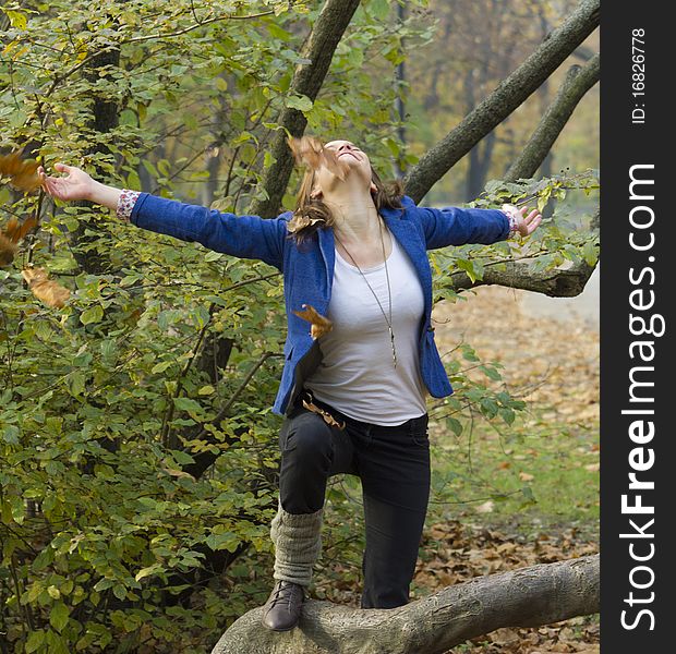 Women In The Autumn Forest