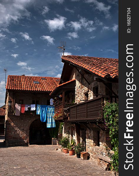 Old medieval village of Barcena in Cantabria (Spain)