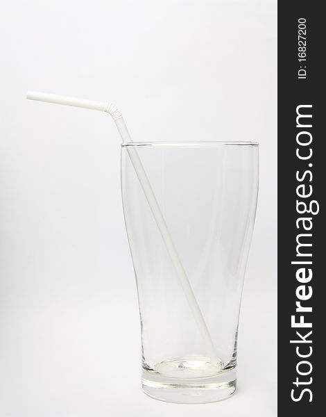 Clear empty glass & straw for beverage or etc. Clear empty glass & straw for beverage or etc