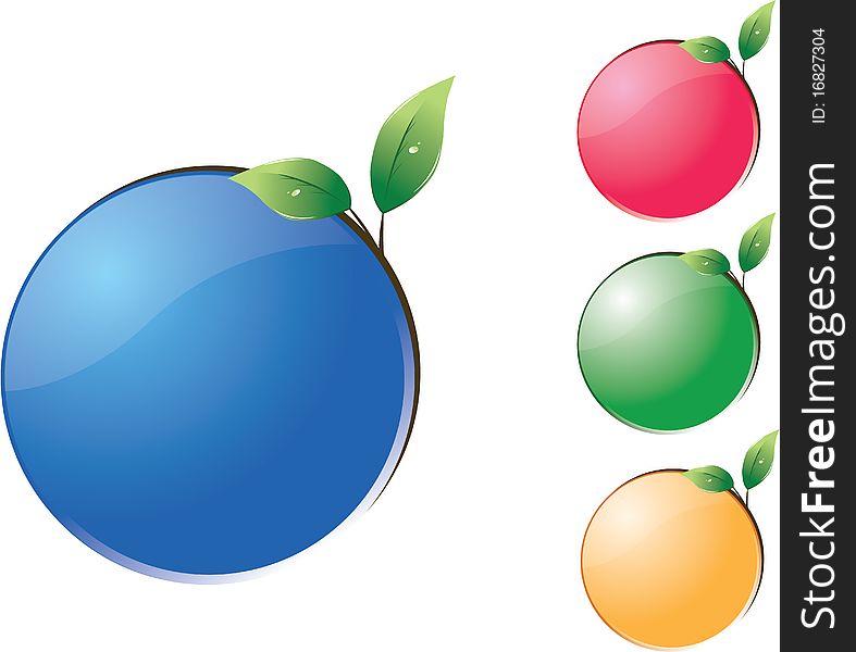 4 different life balls complete with a leaf growing from the top, illustrator 8 compatible. 4 different life balls complete with a leaf growing from the top, illustrator 8 compatible