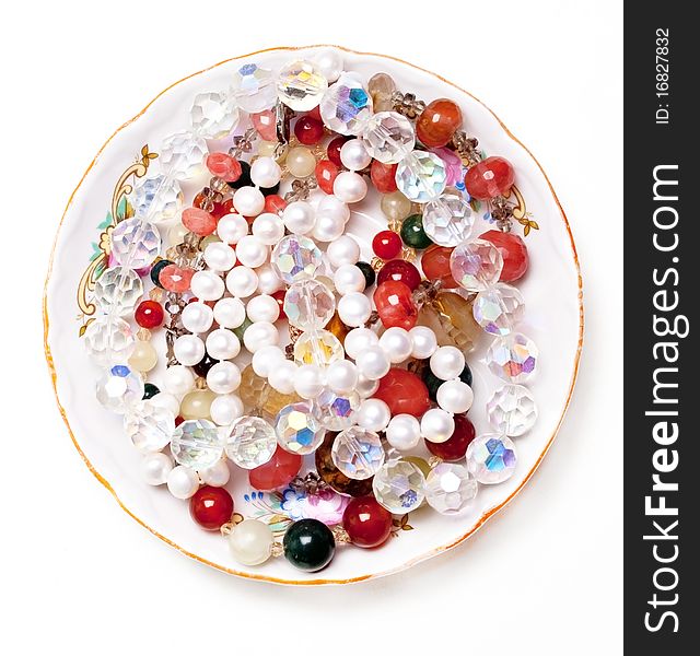 Plate with beads isolated on a white