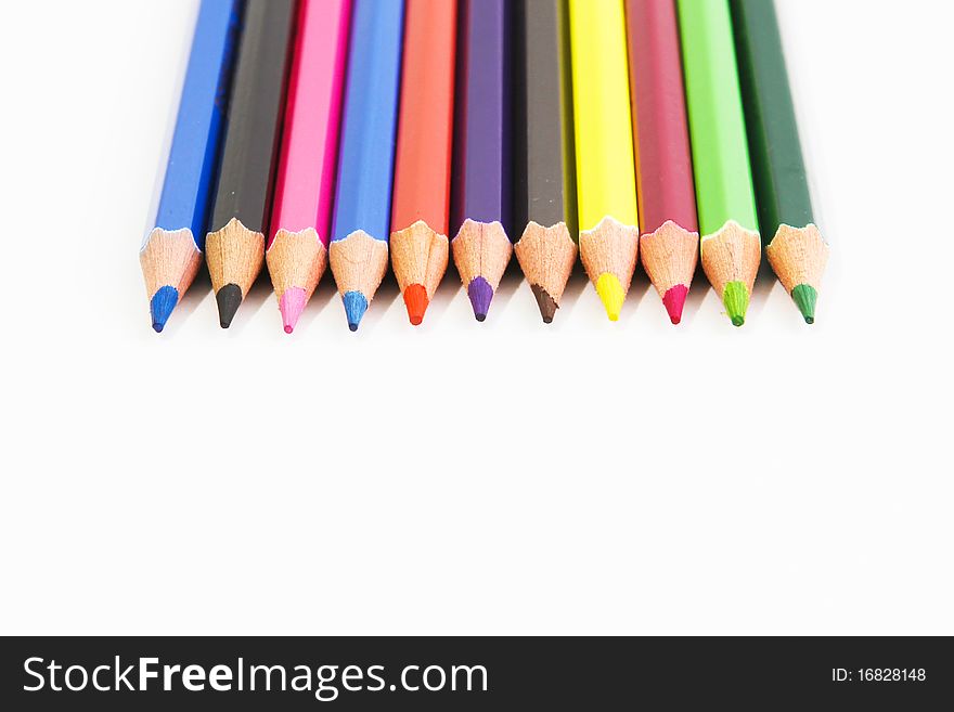 Colorful pencil on white background