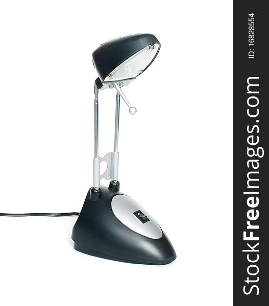 Black modern table lamp isolated on white