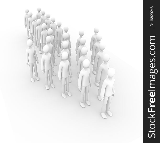 Computer generated image of a human crowd forming an arrow. Computer generated image of a human crowd forming an arrow