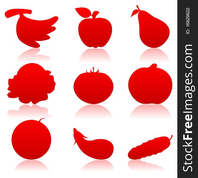 Icons of meal of red colour. A illustration. Icons of meal of red colour. A illustration