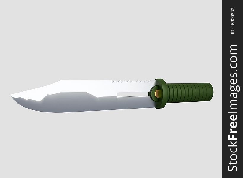 Assassin's knife with green handle and golden decoration. Assassin's knife with green handle and golden decoration