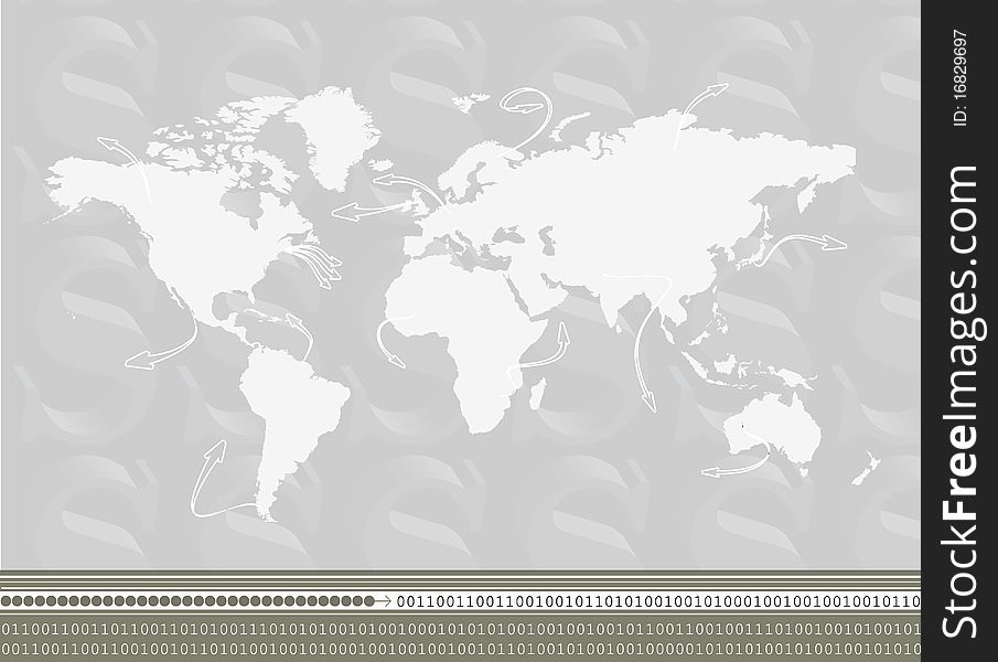 Abstract background with world map and arrows. Abstract background with world map and arrows