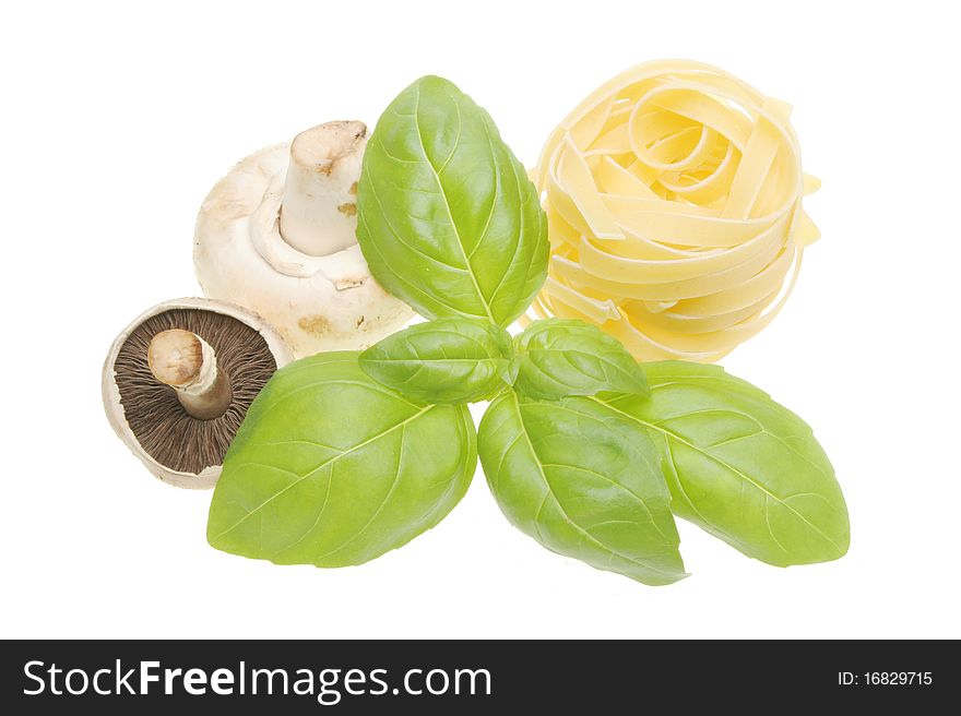 Basil tagliatelle and mushrooms