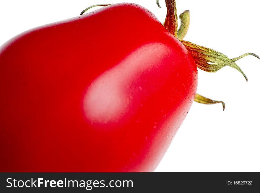 Macro shot of Plum Tomato on white