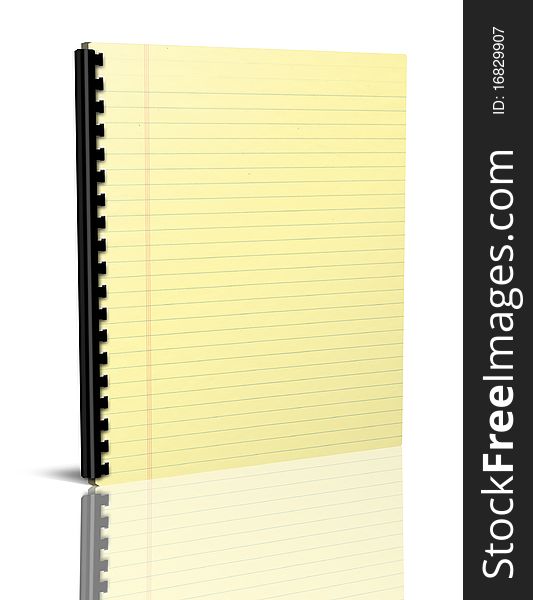 3d Illustration of a notebook with yellow leaves