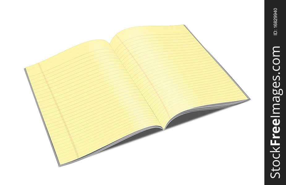 3d Illustration of a notebook with yellow leaves