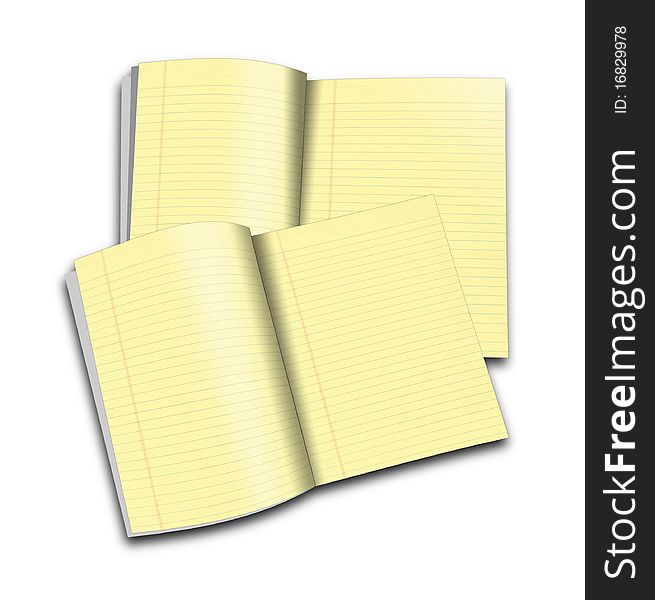 3d Illustration of a notebook with yellow leaves