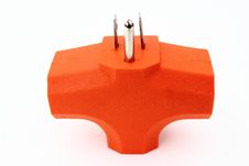 Orange 3 Outlet Electrical Plug Adapter Stock Photos