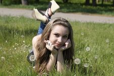 Young Women Lying On Green Grass Stock Images Young Women Lying On Green Grass Stock Images
