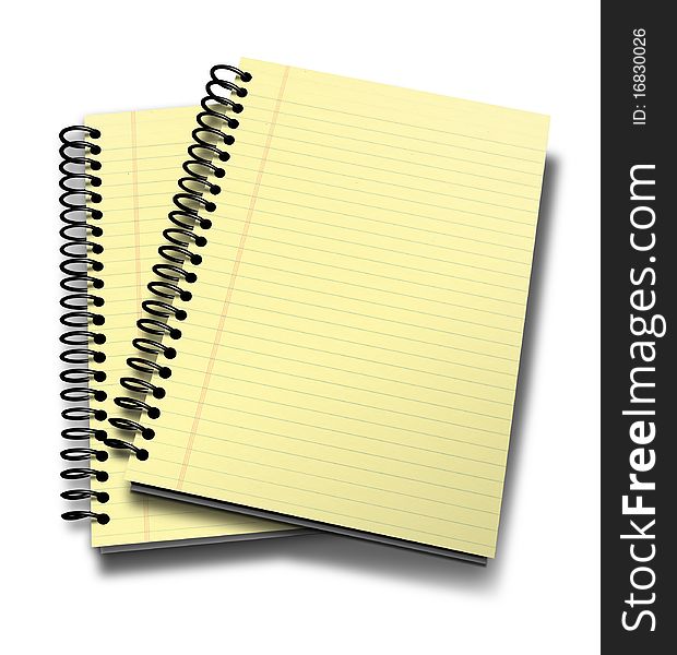 3d Illustration of a notebook with yellow leaves