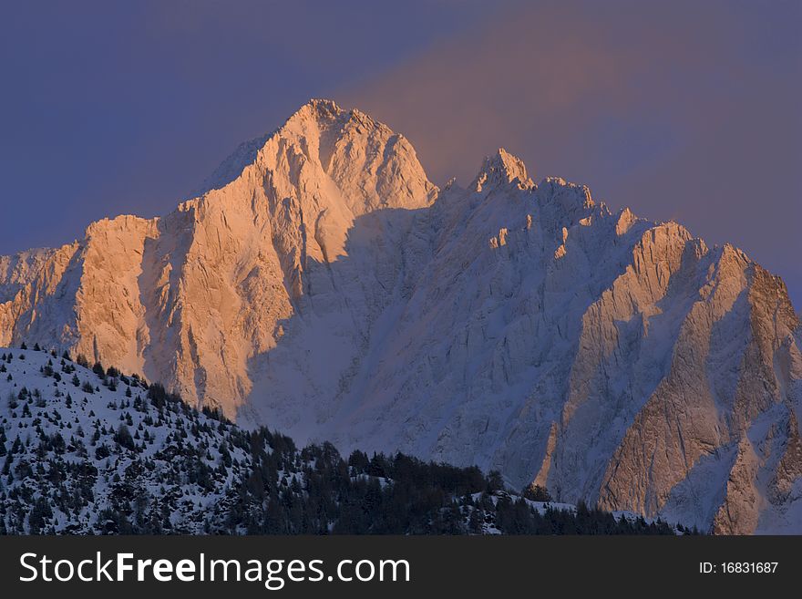 Sunset on italian Alps. Beatiful sky and rose snow. Sunset on italian Alps. Beatiful sky and rose snow.