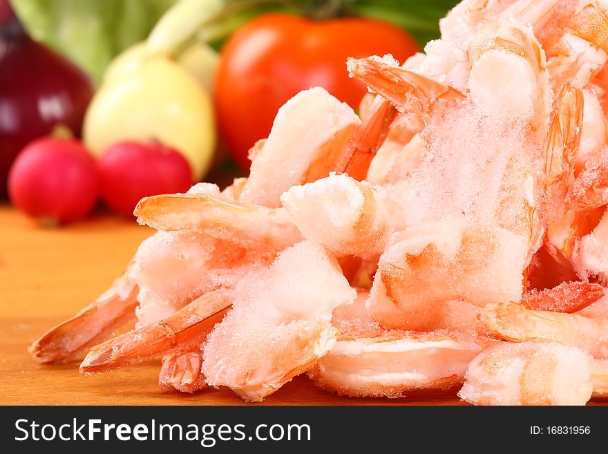 Frozen shrimp on the stack for food backgrounds