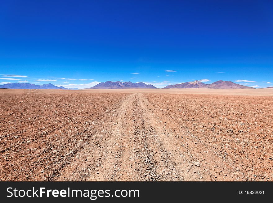 Secluded road in Atacama desert, Bolivia. Secluded road in Atacama desert, Bolivia