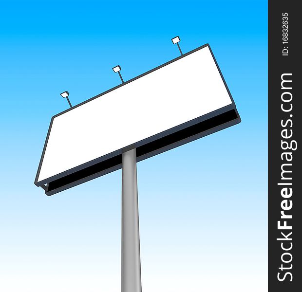 Blank billboard on blue background