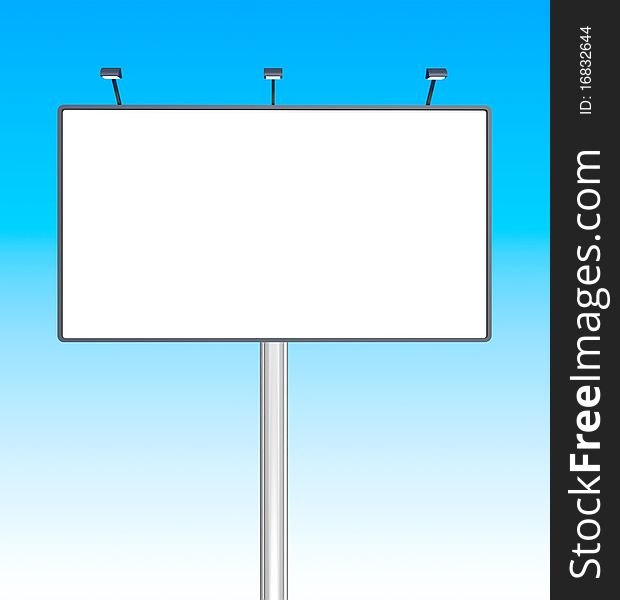 Blank billboard on blue background