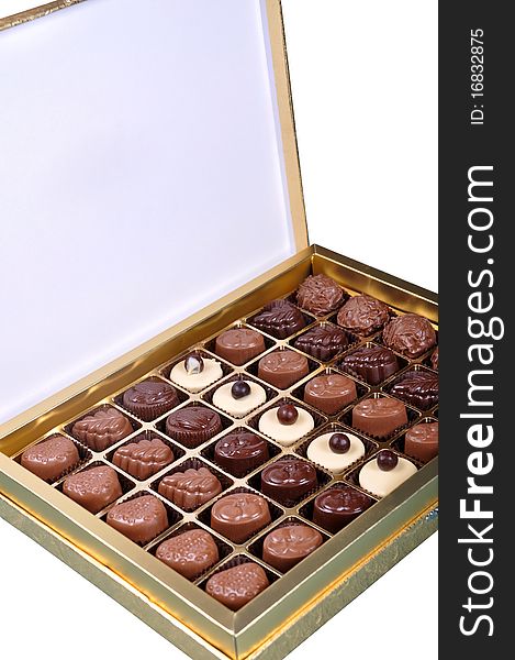 Chocolate candies in a box