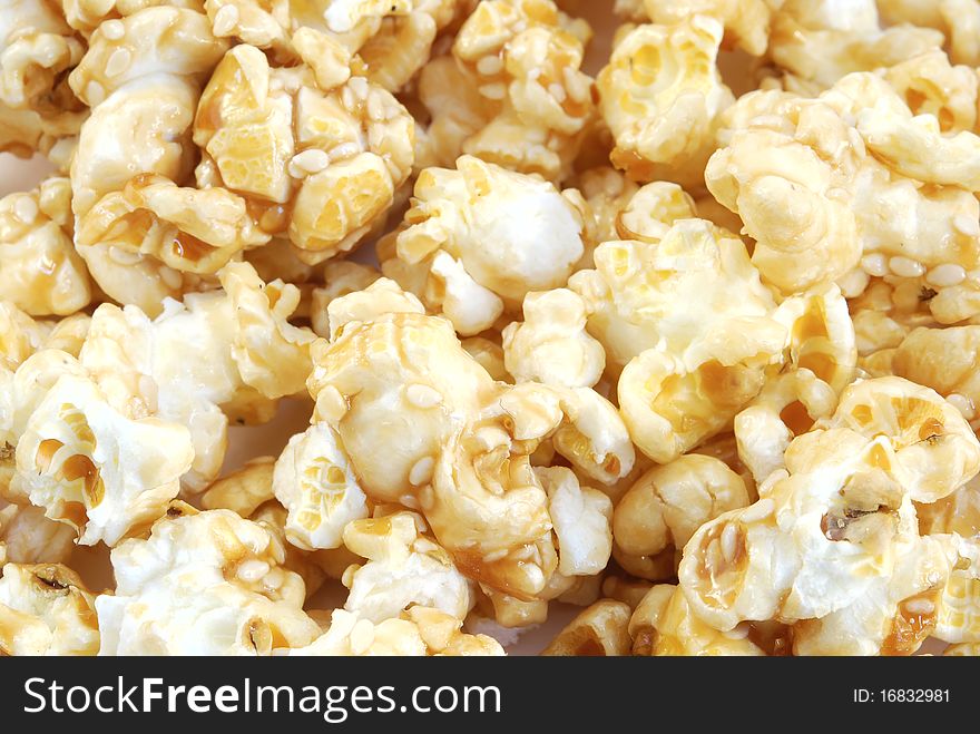 Pile of fresh popcorn filling the frame