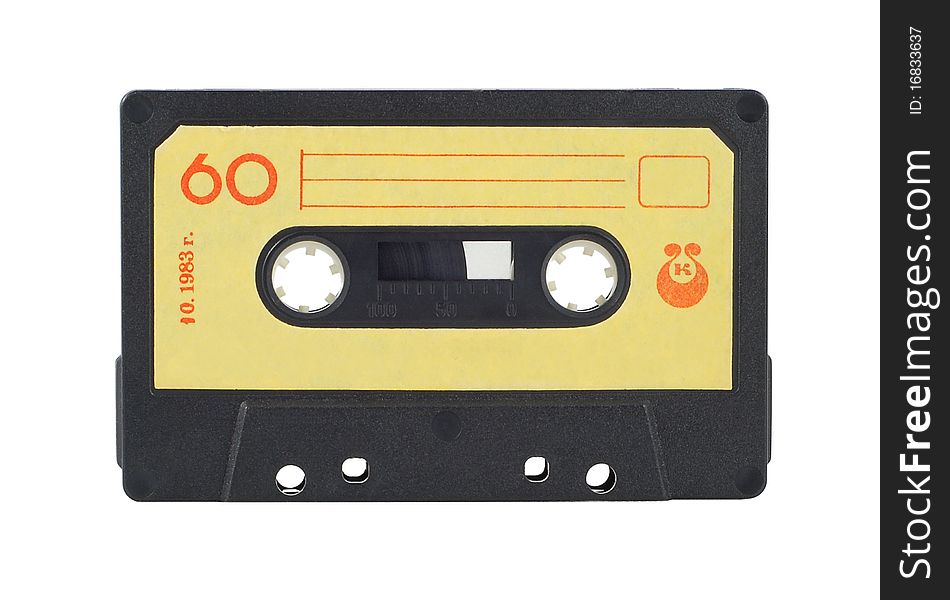 Old audiocassette - isolated on white background. Old audiocassette - isolated on white background