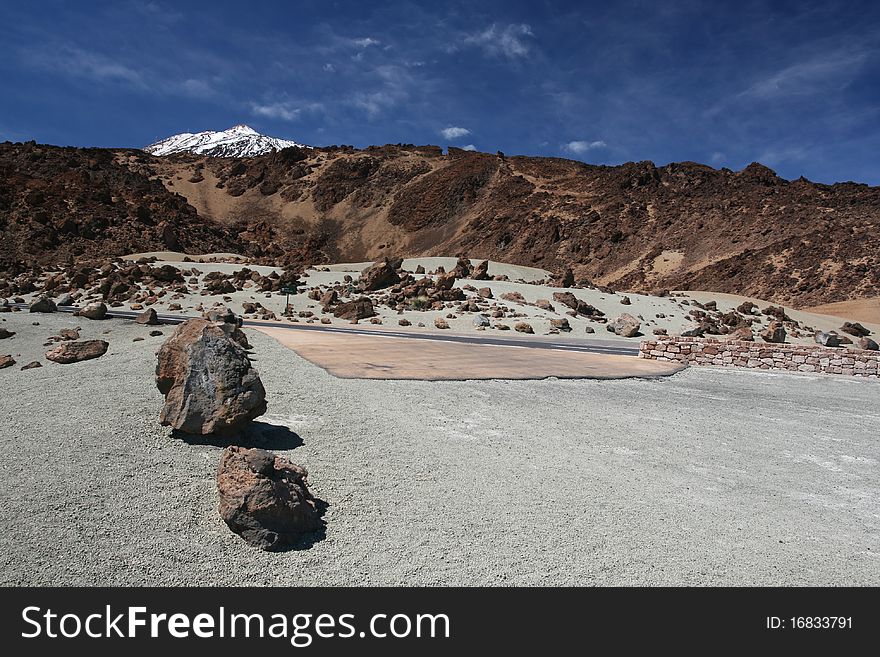 Teide, an active volcano in the Canary Islands, Spain, is seen in the background of this martian landscape.