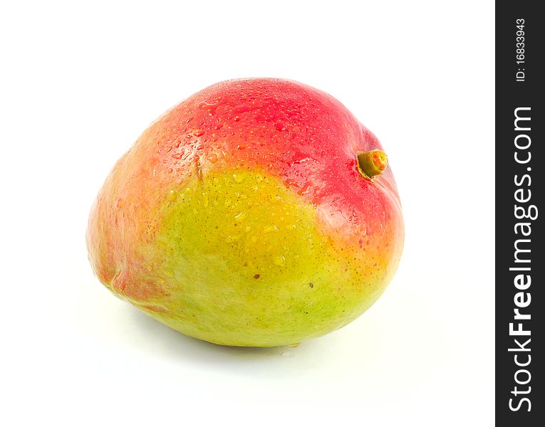 Ripe mango with water drops