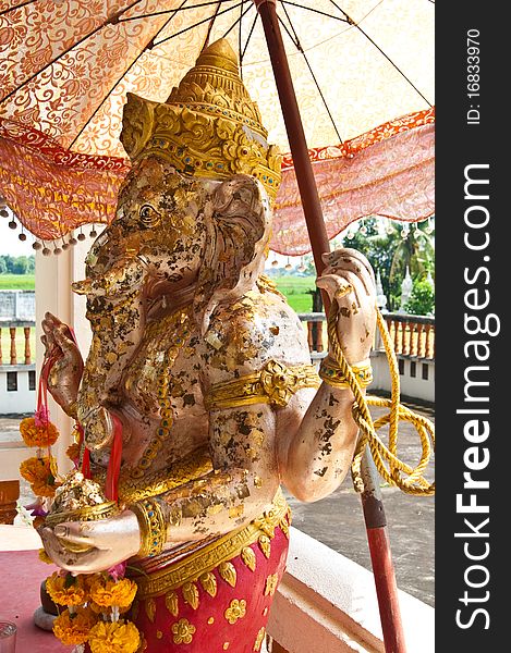 Lord Ganesha statue in temple, Thailand.