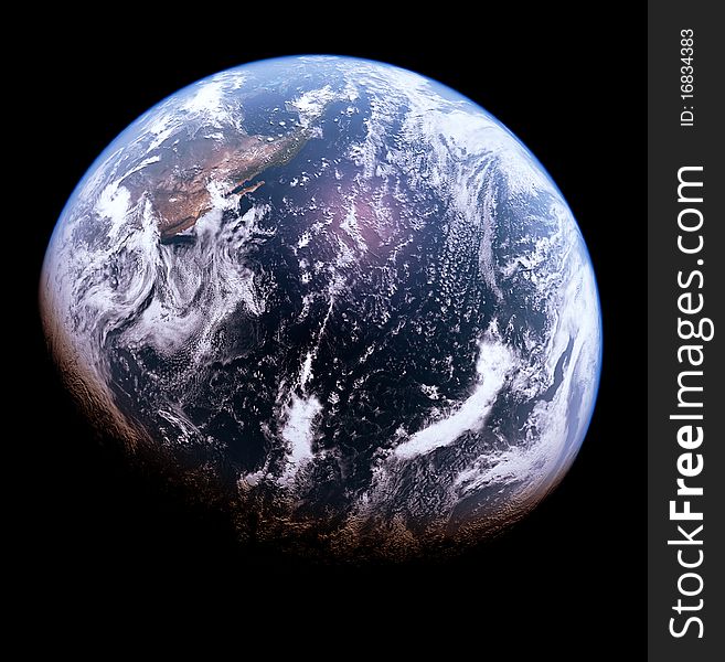 Rendered 3d model of Earth on black background