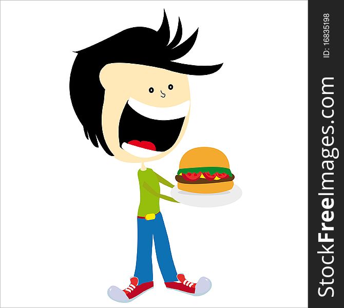 Very good cartoon promoting the consumption of hamburger